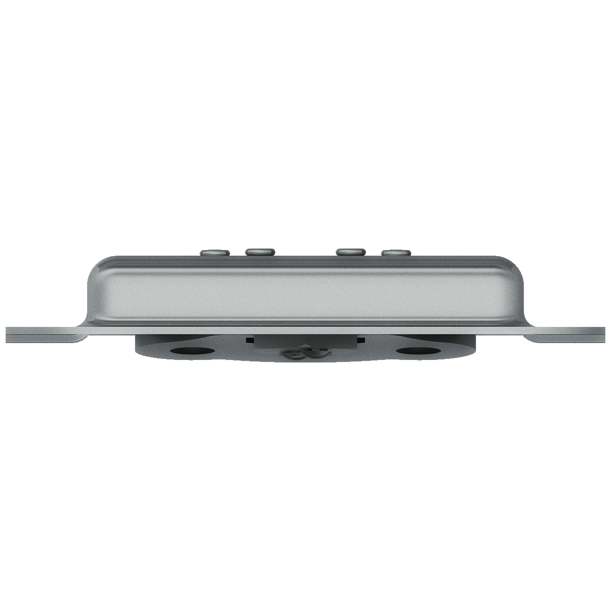 top view of recessed zinc catch showing twist knob and flush contours