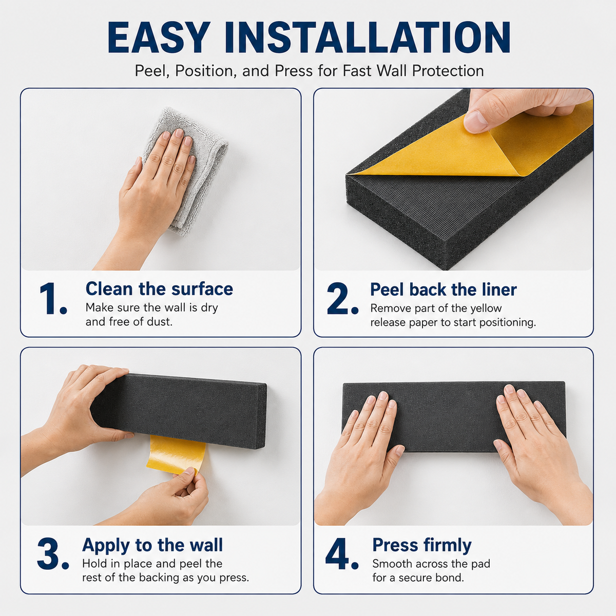 Foam Guardian EVA Foam Bumper Pads x 4 with Adhesive Backing – 1.3 x 4 x 12 in