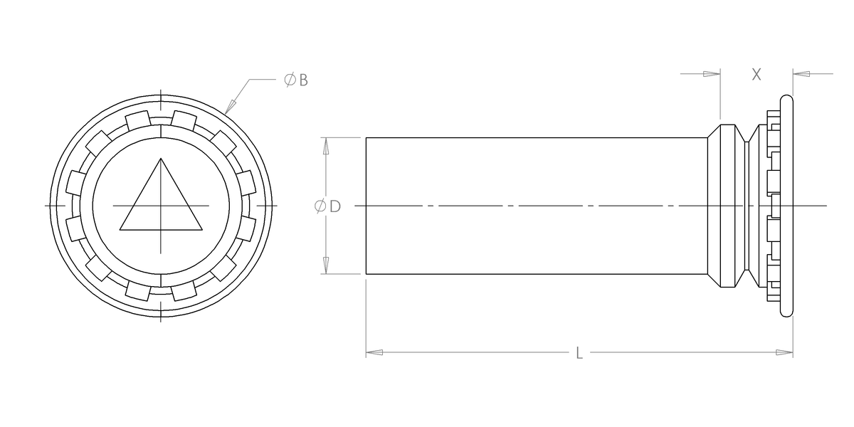 Self-Clinching Pin, Heat Treated Steel, Zinc, 0.273 x 1.500, 100 Pack