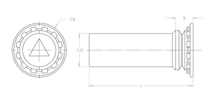 Self-Clinching Pin, Heat Treated Steel, Zinc, 0.273 x 1.500, 100 Pack