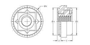 Self-Clinching Nut, Floating, 300 Series Stainless Steel, Passivated, Metric, M5x0.8 x 1, 100 Pack