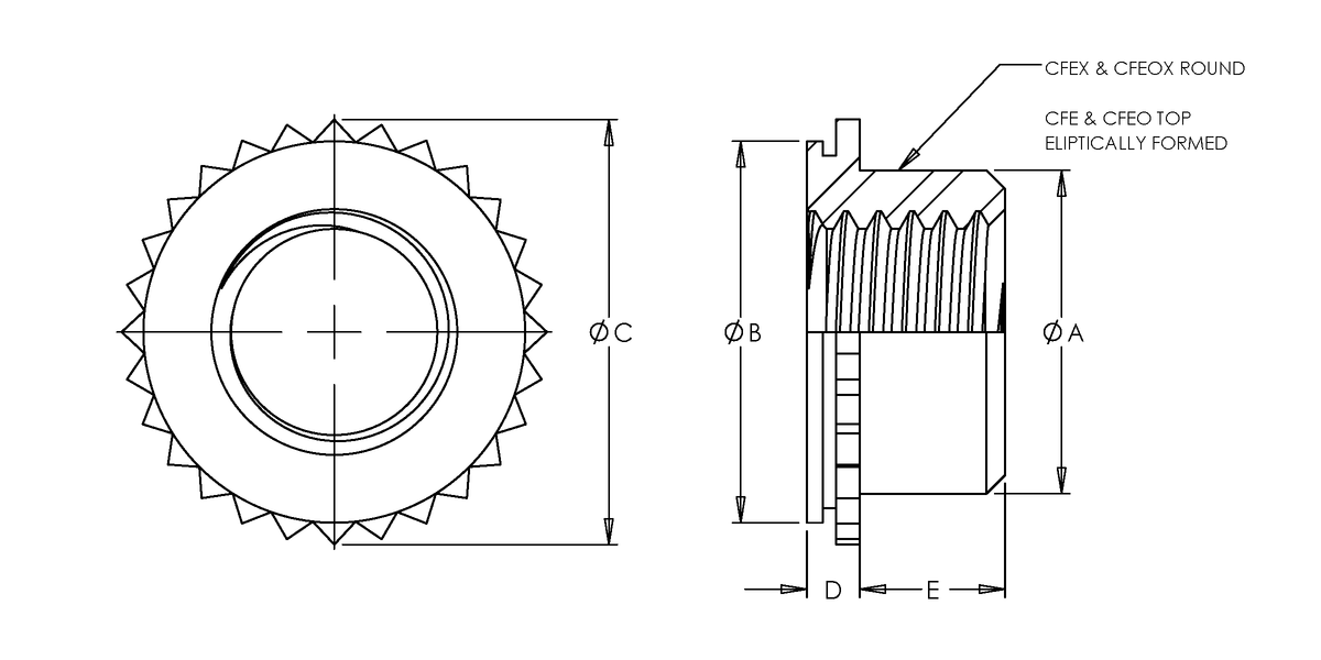 Self-Clinching Nut, Stainless Steel, Passivated, Metric, M3x0.5 x 1.6, 100 Pack