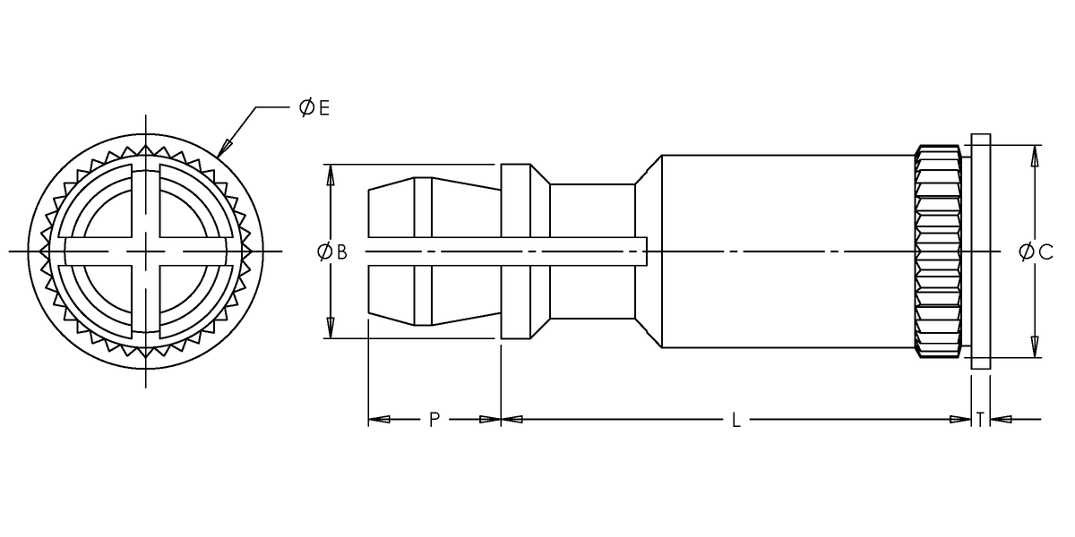 Broaching Standoff, Spring Top, Brass CDA-360 x 0.250, 100 Pack