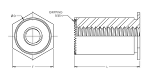 Self-Clinching Standoff, Self-Grounding, 300 Series Stainless Steel, 6-32 x 0.375, 100 Pack