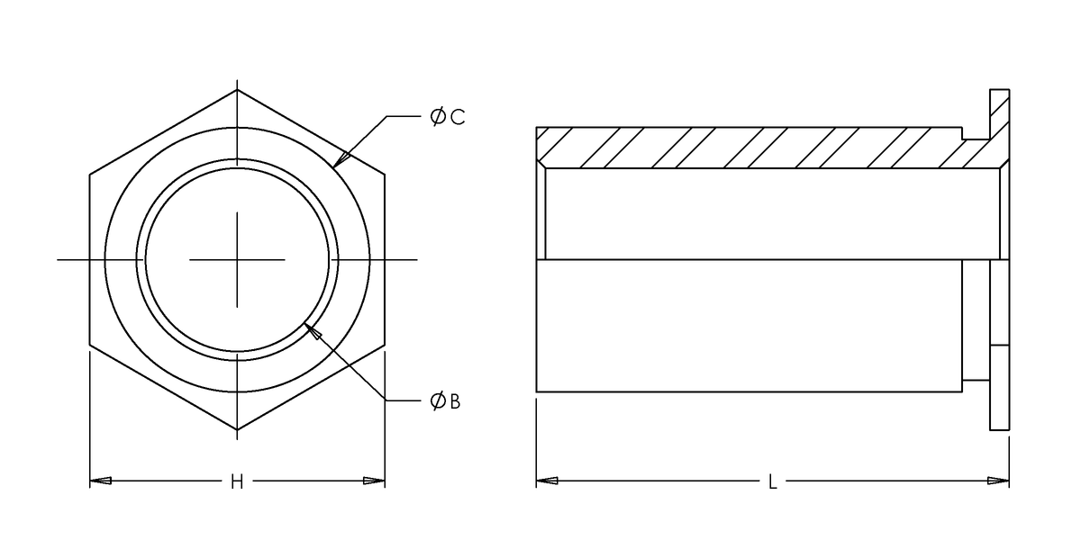 Self-Clinching Standoff, Through Unthreaded, Steel, Zinc, 0.143 x 0.437, Hole Dia.: 0.250, 100 Pack