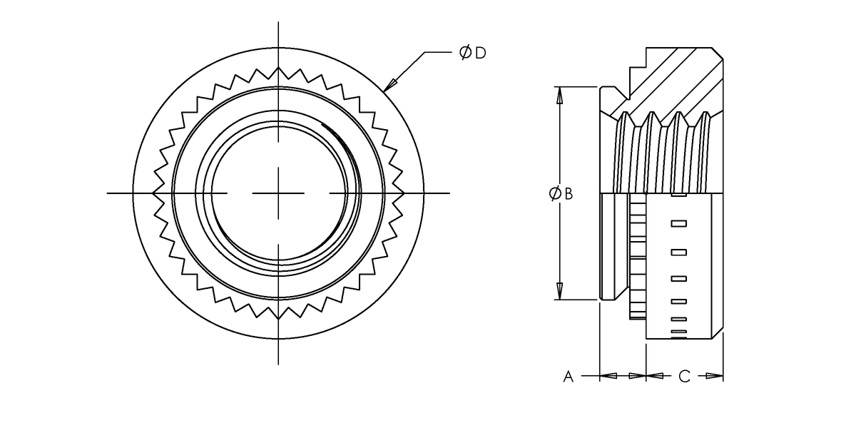 Self-Clinching Nut, For SS, 17-4 Stainless Steel, Passivated, Metric, M6x1.0 x 1, 50 Pack