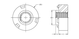 Nut, Projection Weld, 300 Series Stainless Steel, Passivated, 10-24, 100 Pack