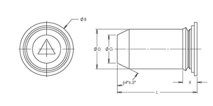 Self-Clinching Tapered Guide Pin, 300 Series Stainless Steel, 0.125 x 0.625, 100 Pack