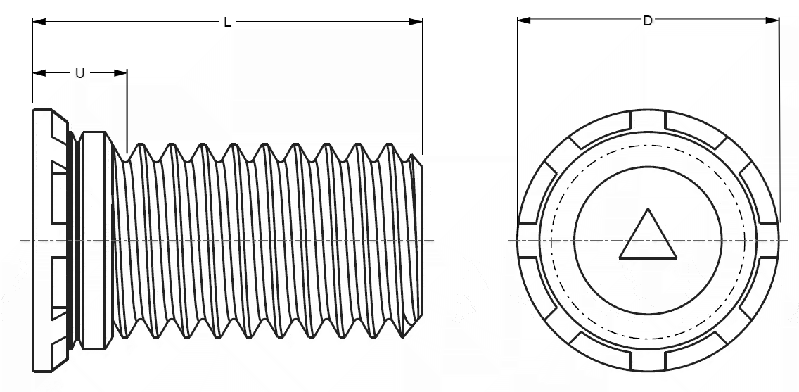 Self-Clinching Stud, Close Edge, 300 Series Stainles Steel, Passivated, Metric, M3x0.5 x 12, 100 Pack