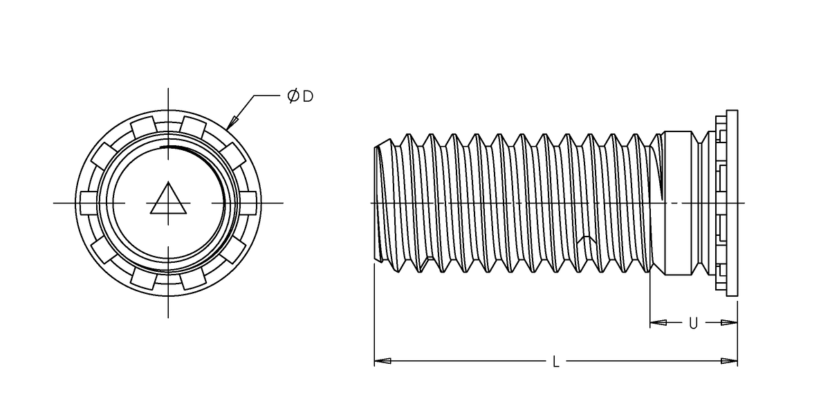 Self-Clinching Stud, For SS, 400 Series Stainless Steel, Passivated, Metric, M5x0.8 x 35, 100 Pack
