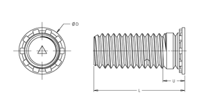 Self-Clinching Stud, For SS, 400 Series Stainless Steel, Passivated, Metric, M6x01.0 x 12, 50 Pack