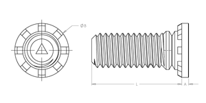 Self-Clinching Stud, High Torque, 300 Series Stainless Steel, Passivated, M5x0.8 x 20, 100 Pack