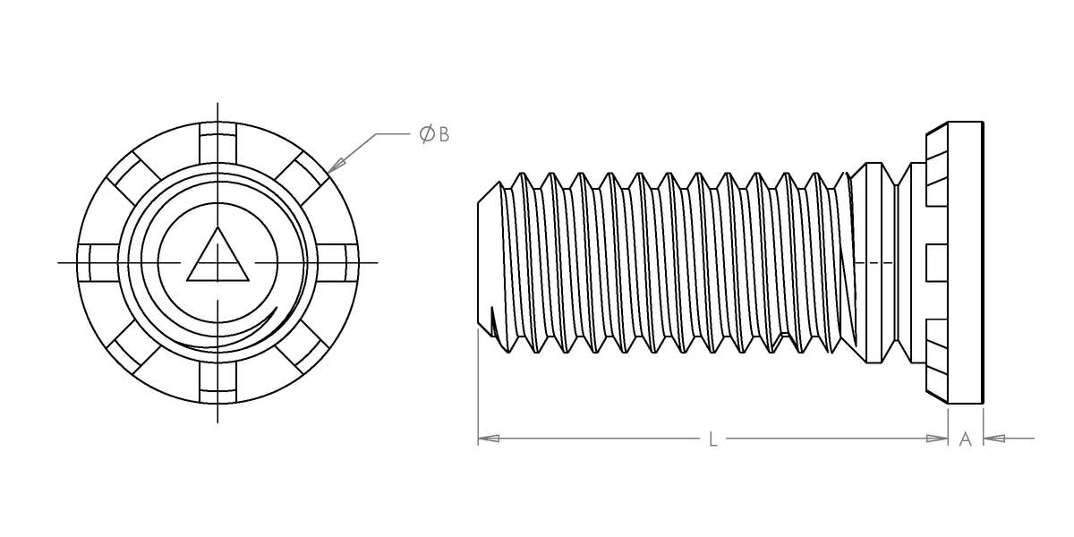 Self-Clinching Stud, High Torque, Steel, Zinc, 10-24 x 0.750, 100 Pack