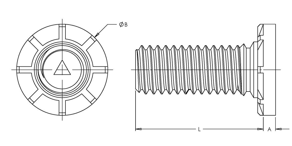 Self-Clinching Stud, Wide Head, Steel, Zinc, Metric, M5x08 x 15, 100 Pack