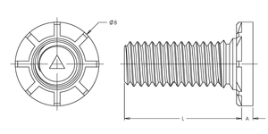 Self-Clinching Stud, Wide Head, Steel, Zinc, Metric, M8x1.25 x 20, 50 Pack