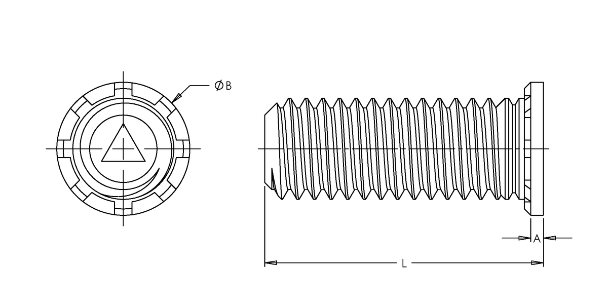 Self-Clinching Stud, Non-Flush Head, 300 Series Stainless Steel, Passivated, M5x0.8 x 22, 100 Pack