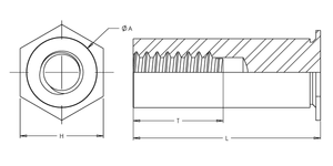 Self-Clinching Standoff, Thin Sheet, 300 Series Stainless Steel, Passivated, 4-40 x 0.500, Blind Thread, Hole Dia.: 0.166, 100 Pack