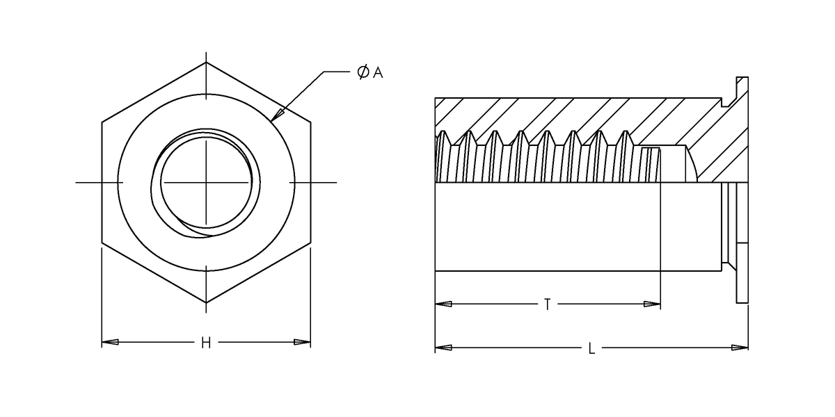 Self-Clinching Standoff, Thin Sheet, 7075-T6 Aluminum, M3x0.5 x 10, Partial Thread, Hole Dia.: 4.22, 100 Pack