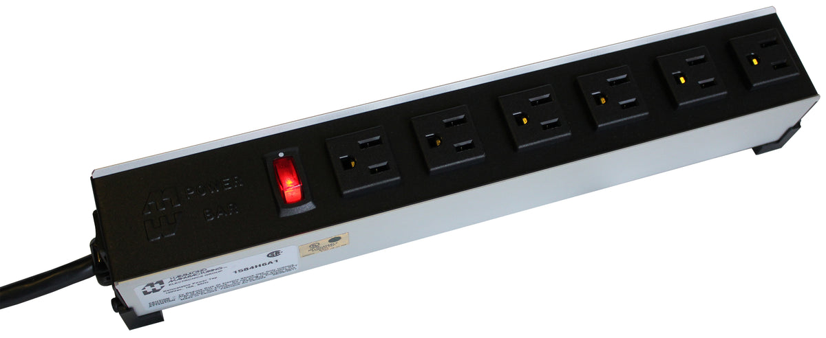 Heavy Duty Power Bar, 13-inch, Twist lock plug, IEC 6-Outlet, 120VAC, 15A