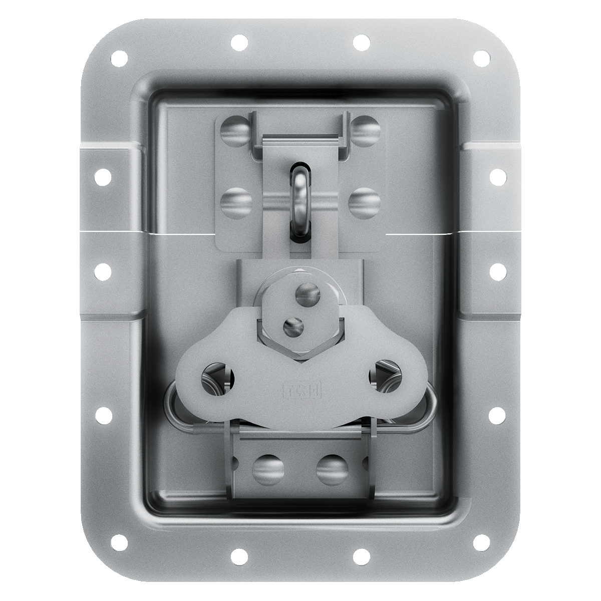 front view of recessed pad lockable twist catch