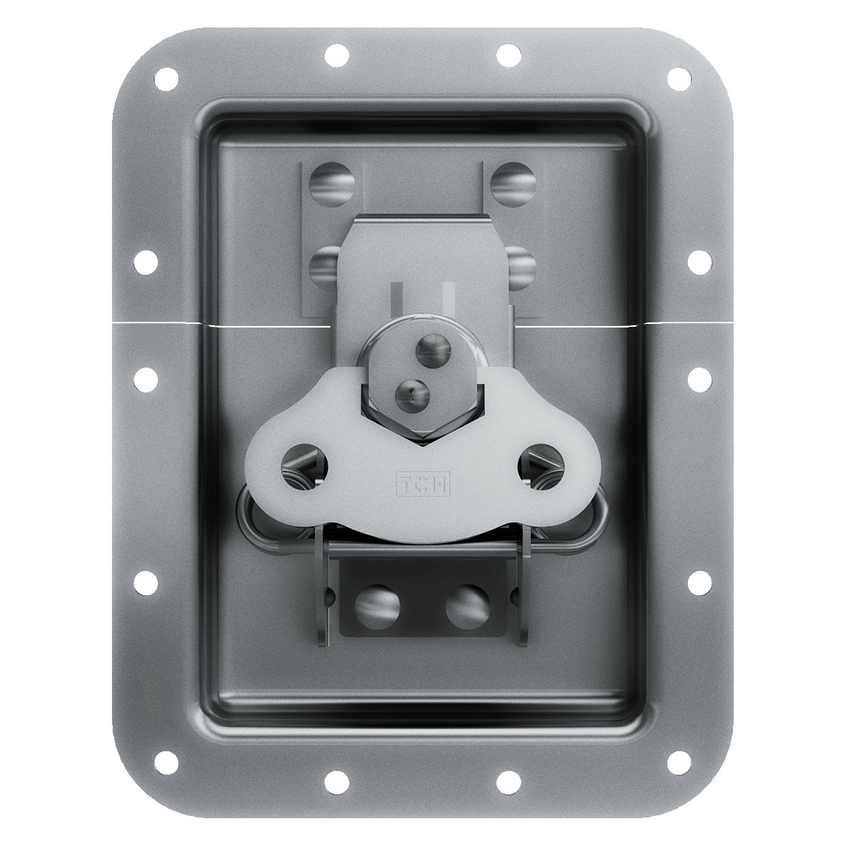 front view of recessed panel latch