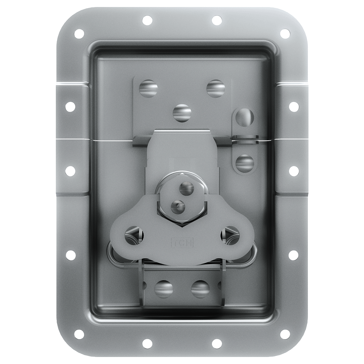 front view of recessed twist catch showing padlock hole