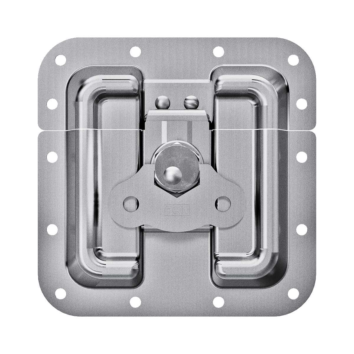 Stainless steel protected surface mount latch, front view