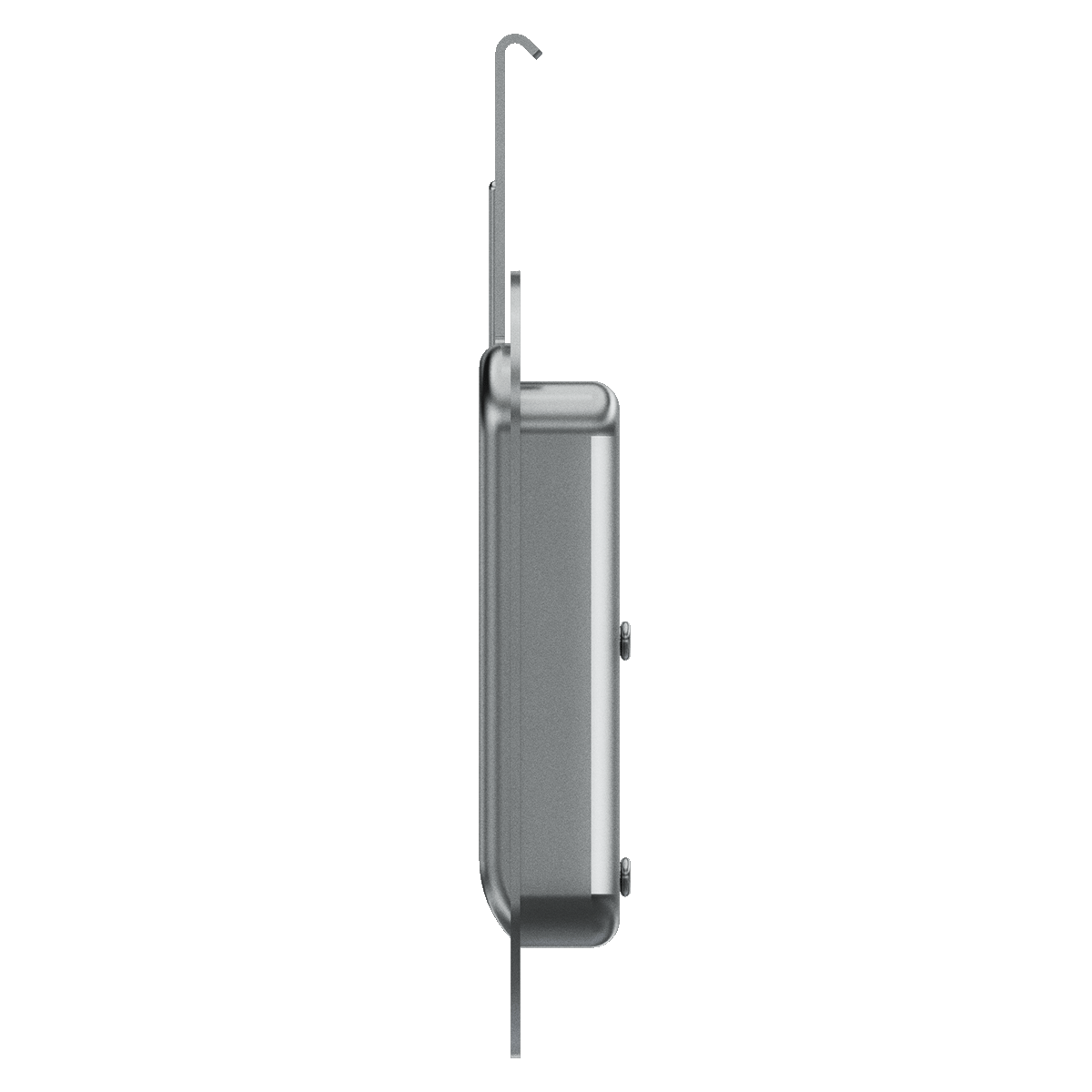 right side view of flush recessed catch showing faceplate depth