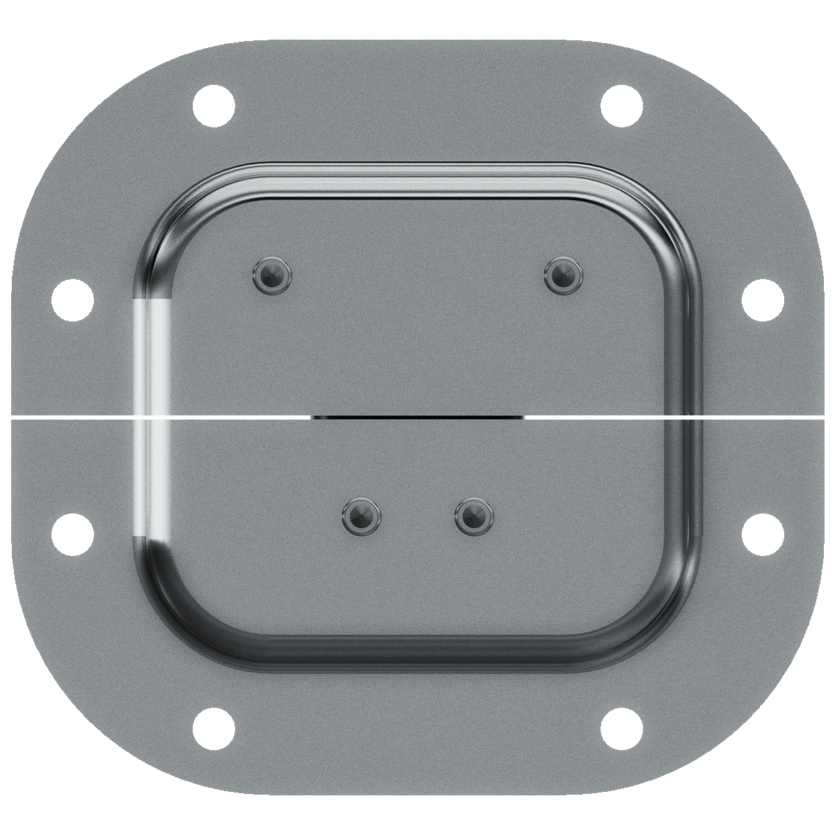 rear view of recessed mini latch with mounting holes