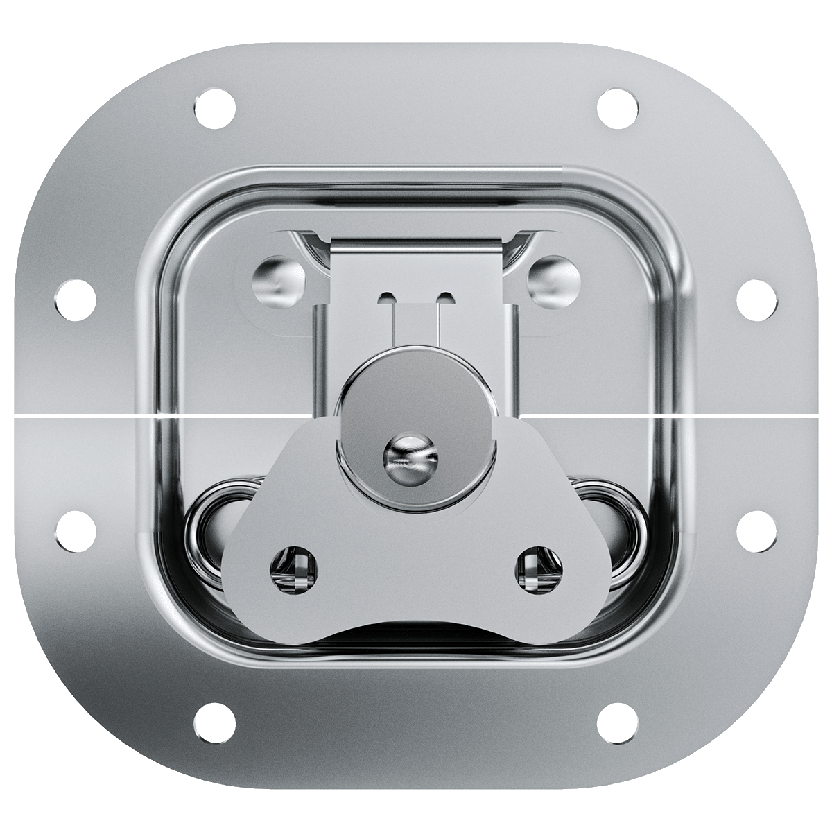 front view of zinc mini recessed catch with twist latch