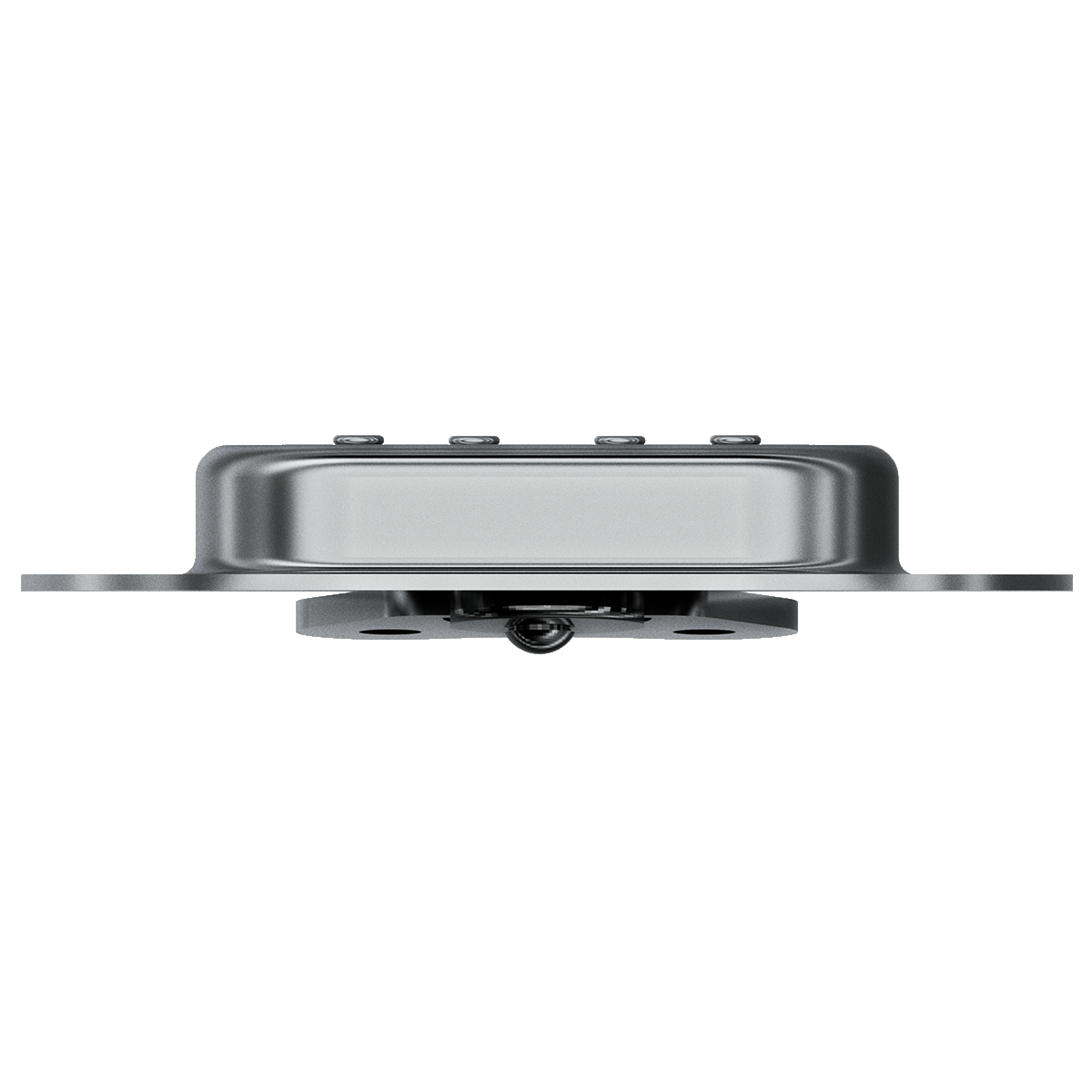 top view of zinc twist latch showing recessed cup
