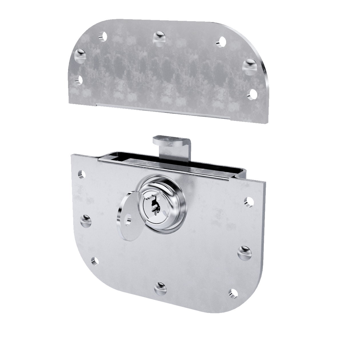 Key lockable Recessed Catch, Front View