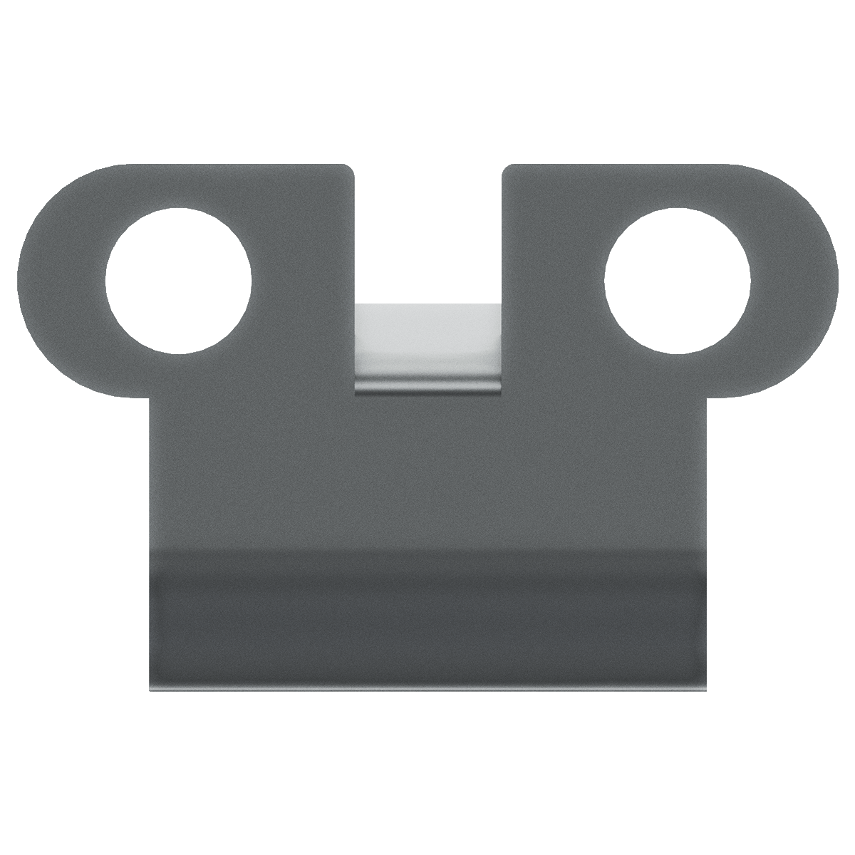 rear view of strike plate with dual mounting holes and centered guide tab