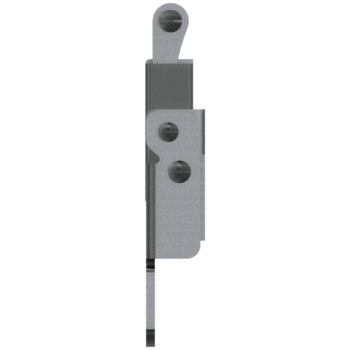 side profile stainless steel drawlatch showing lever orientation
