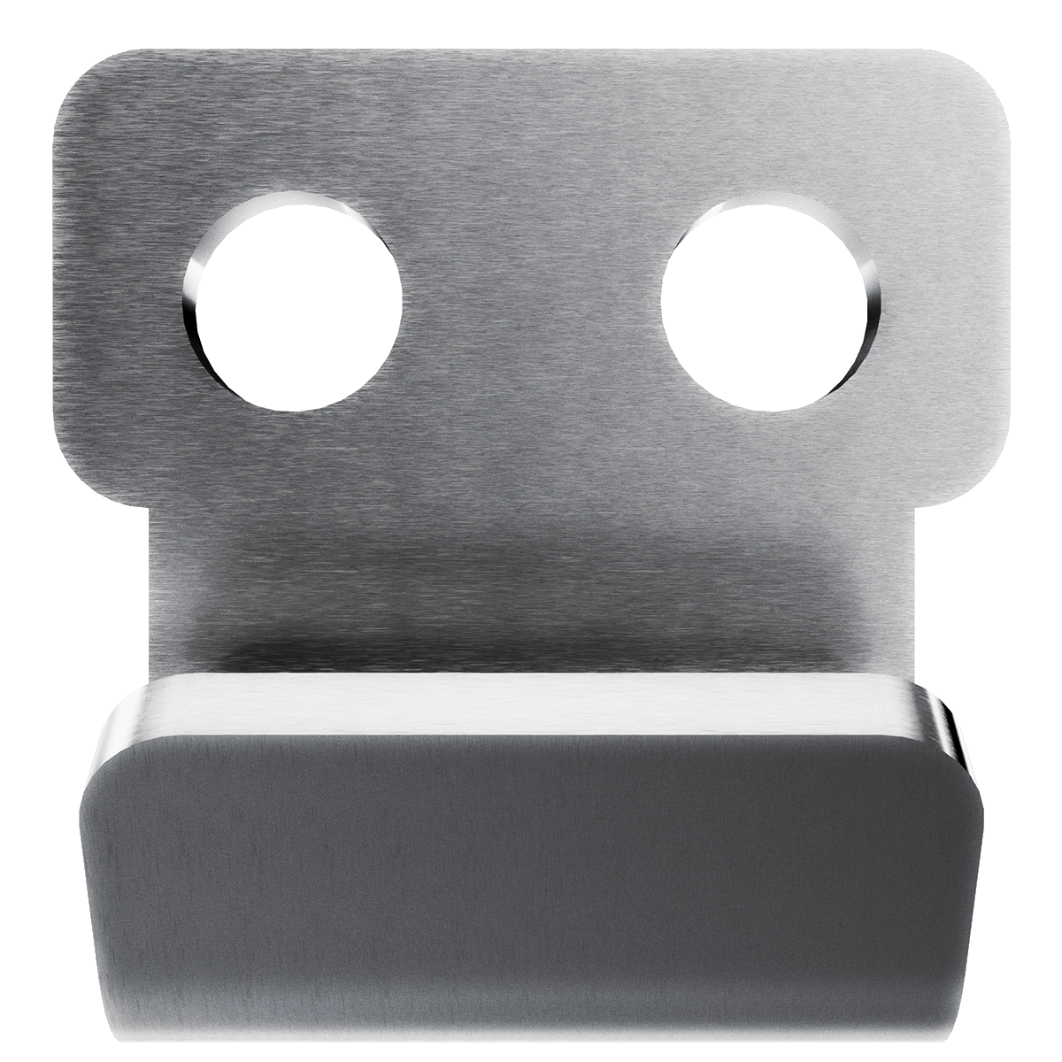 front view of compact stainless steel strike plate