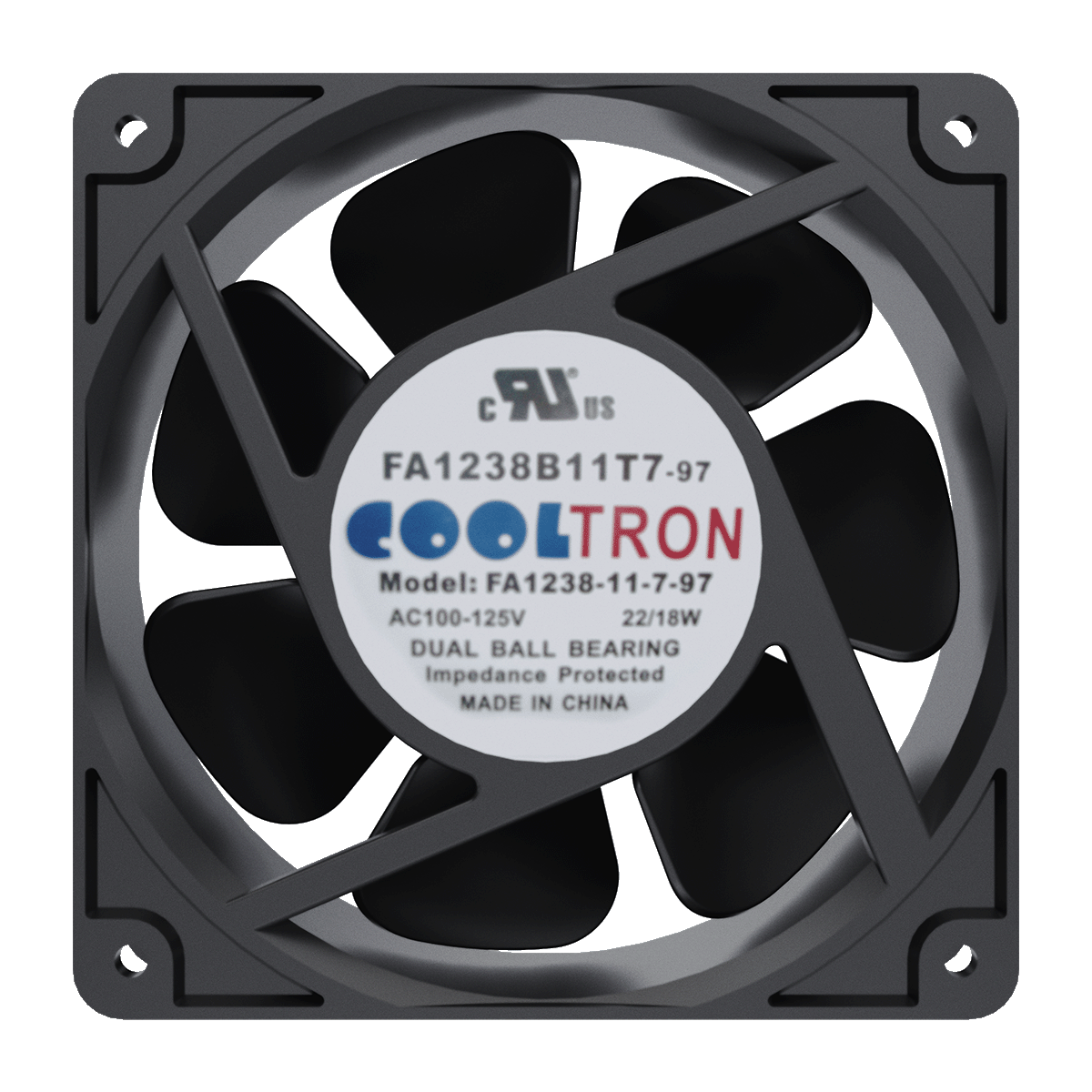Low Noise Axial Cooling Fan, 120mm, 115VAC, 104.5CFM, 43.3dB