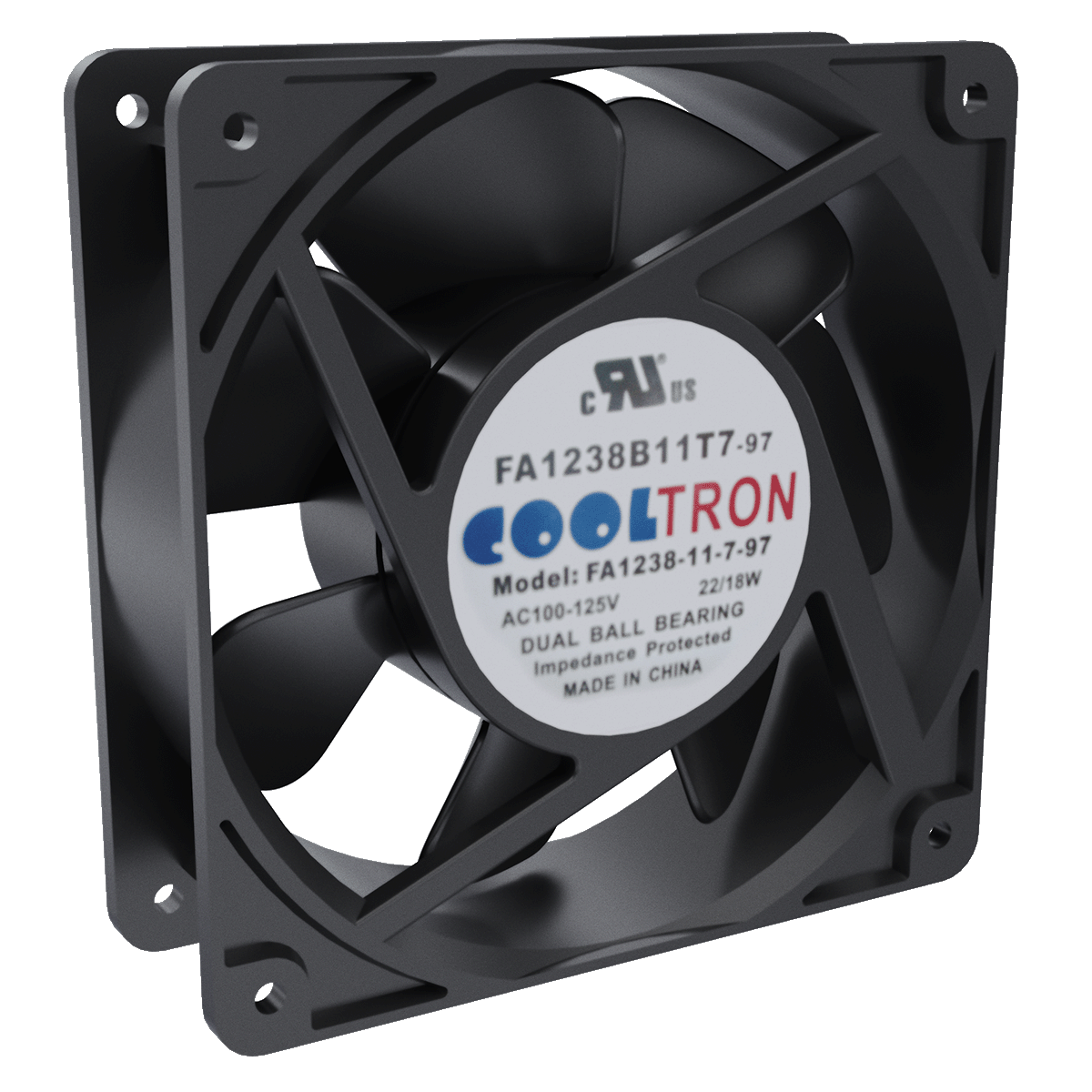 Low Noise Axial Cooling Fan, 120mm, 115VAC, 104.5CFM, 43.3dB