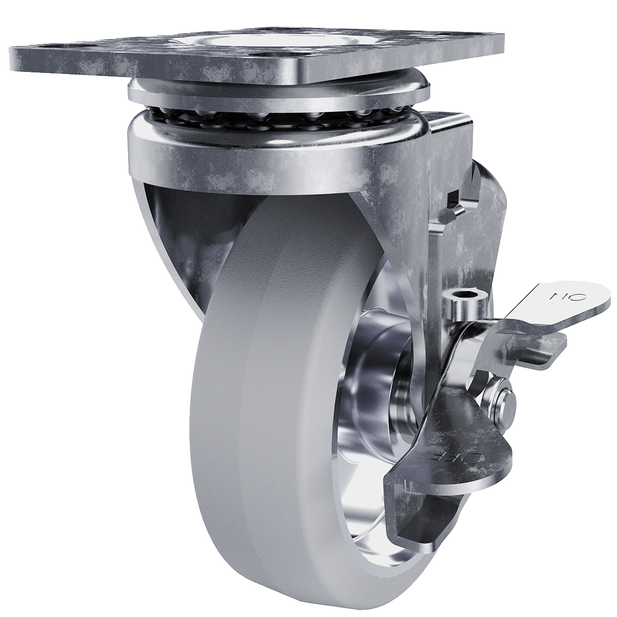 4&quot; Swivel Caster with Brake, Gray Tire and Aluminum Core