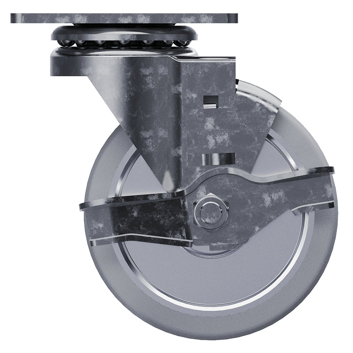 4&quot; Swivel Caster with Brake, Gray Tire and Aluminum Core