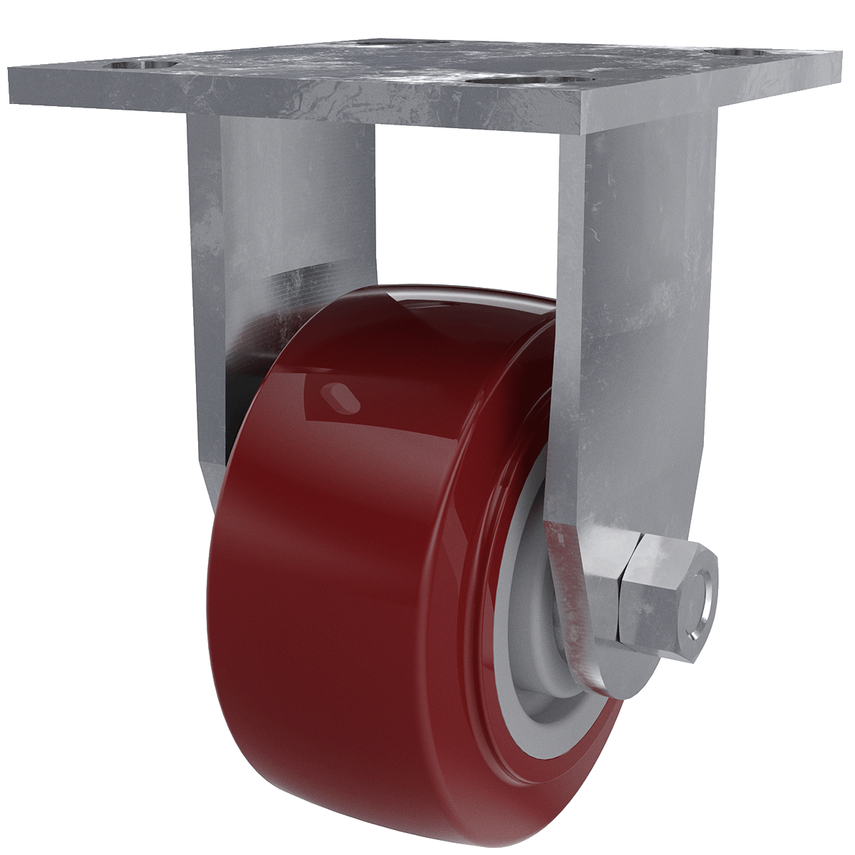 Render of 4" Poly Hi-Tech Rigid Caster, 3/4 view