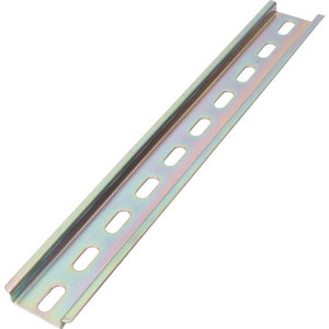 TS 35/F5 DIN Rail Channel - Top Hat Slotted Steel Rail 35mm Wide x 7.5mm deep x 2 meters, 5.2x25mm oval mounting holes
