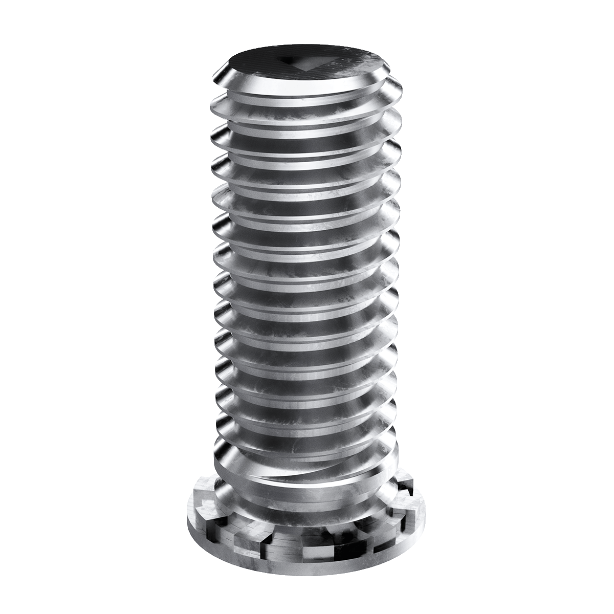 Self-Clinching Stud, Flush Head, 300 Series Stainless Steel, Passivated, 2-56 x 0.375, 100 Pack