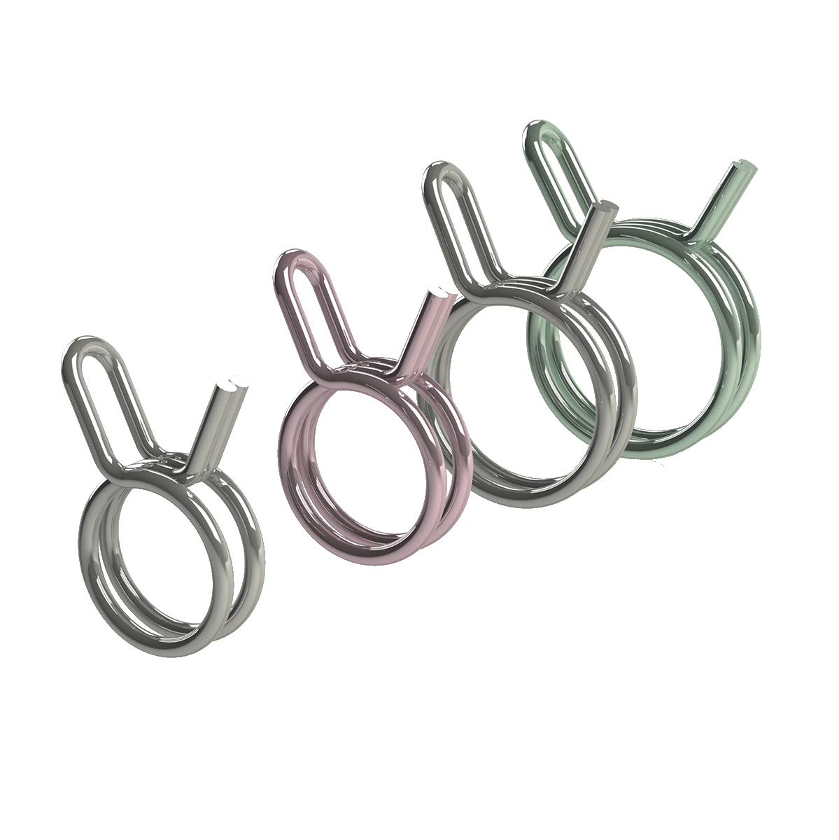 Group of hose clamp in different sizes