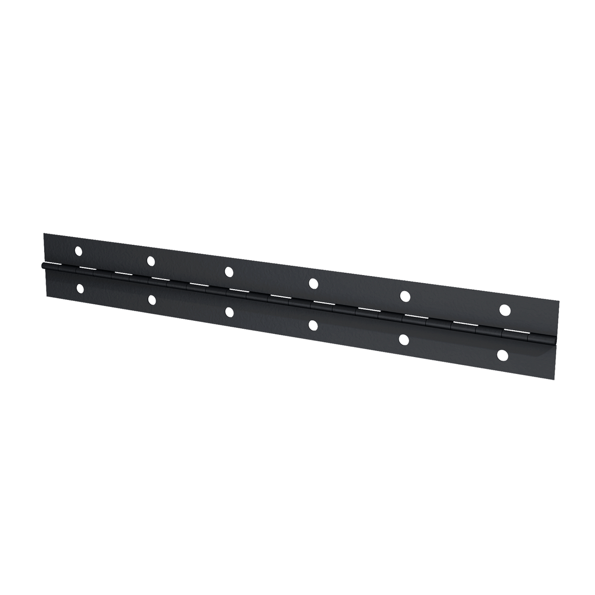 Steel Continuous Hinge - 0.03&quot; x 1.5&quot; x 72&quot; with Black Finish &amp; Mounting Holes