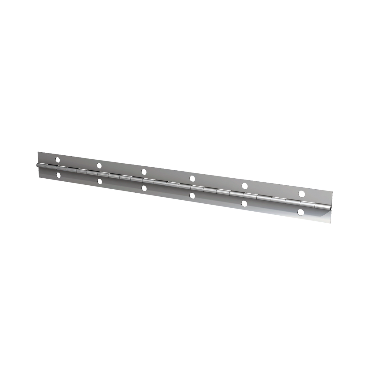 Steel Continuous Hinge - 0.03&quot; x 1.0&quot; x 72&quot; with Nickel Plate &amp; Mounting Holes