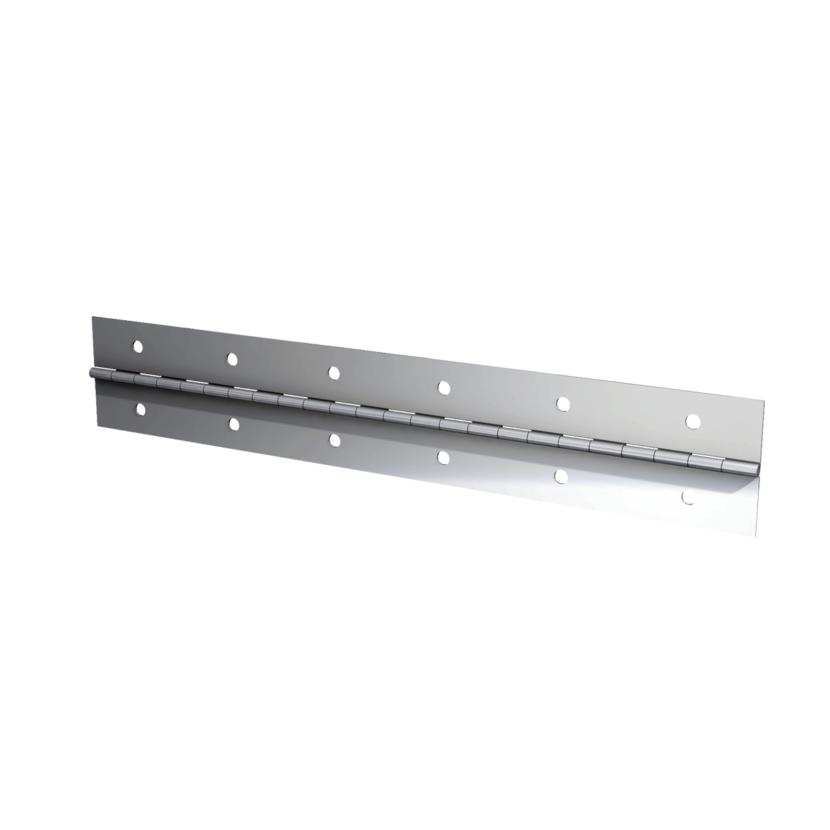 Steel Continuous Hinge - 0.04&quot; x 2.0&quot; x 72&quot; with Nickel Plate &amp; Mounting Holes