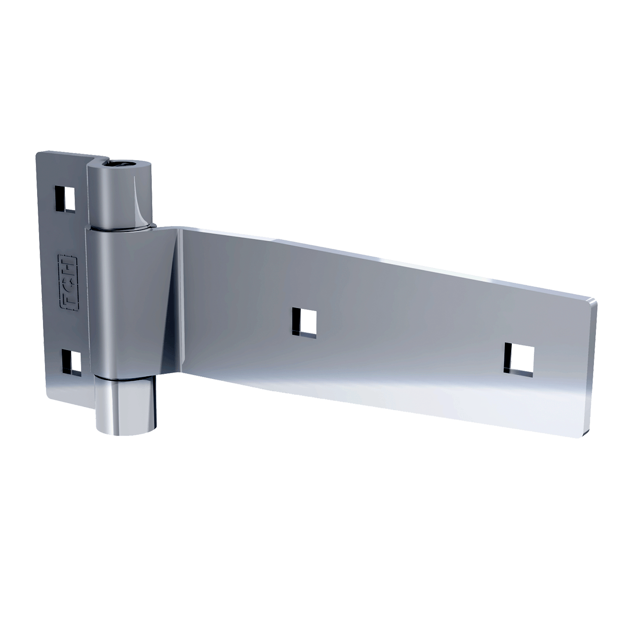 5" Polished Stainless Steel Strap Hinge, 3/4 view