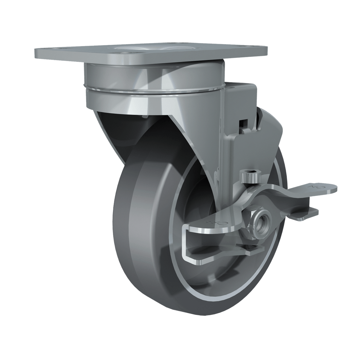 4&quot; Swivel Caster with Brake, Gray Tire and Aluminum Core