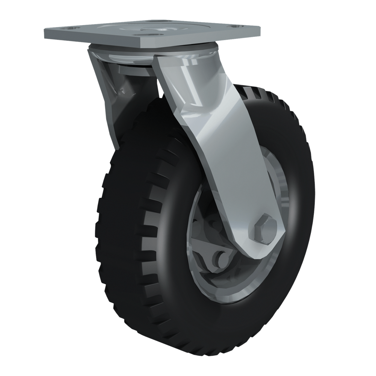 Render of 8" Pneumatic Swivel Caster, 3/4 perspective