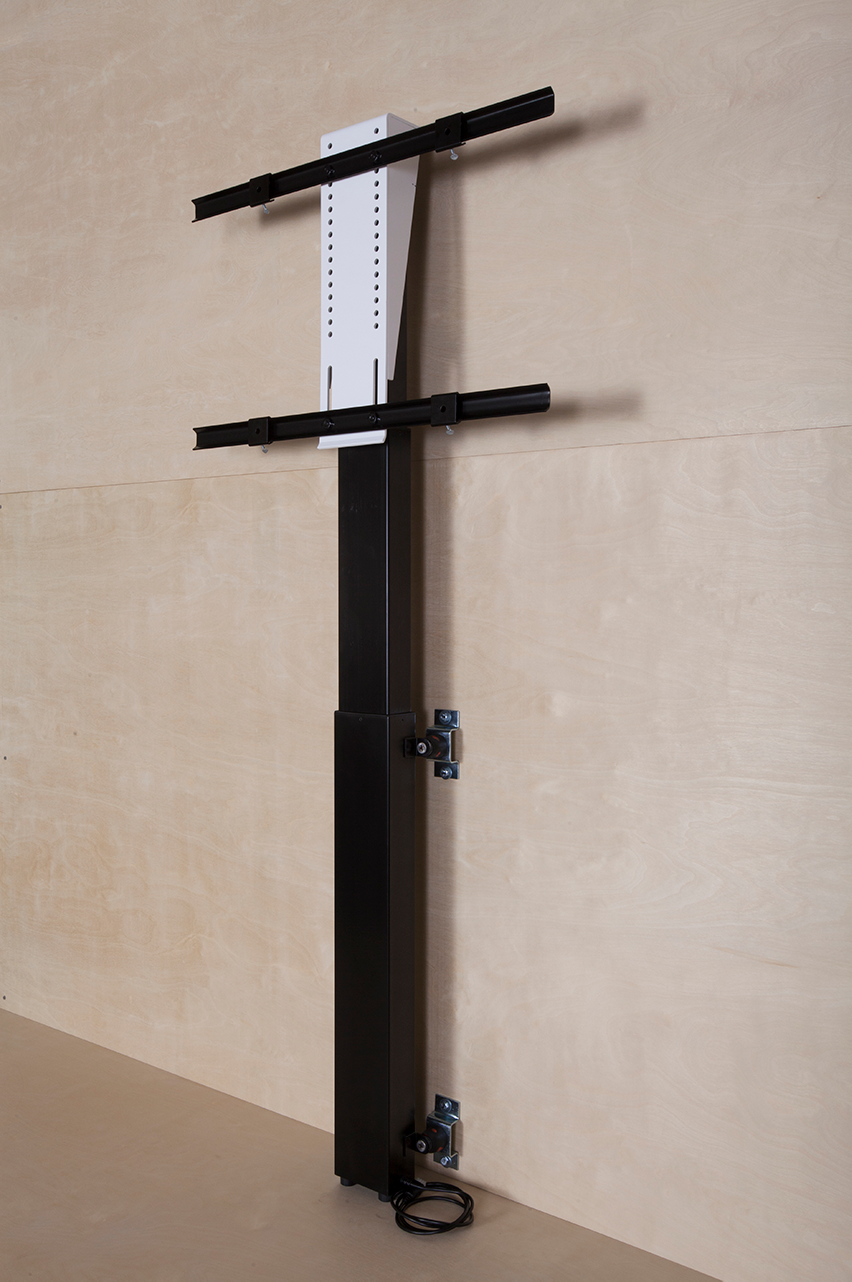 TV/Monitor power lift column wall mounted in extended position